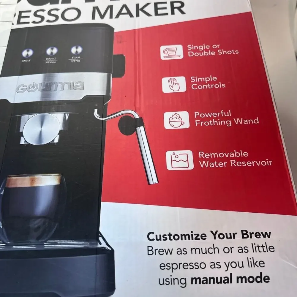 Gourmia Espresso Maker 15 Bar Pump Single Or Double Shots Model No. GCM4225 NEW